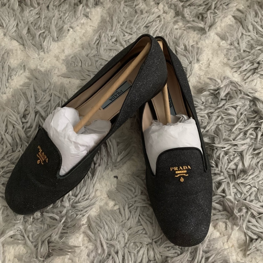 Prada Calzature Donna Glitter Loafers